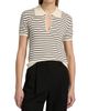 Frame Women's The Keyhole Striped Cotton-Blend Polo Shirt - 3