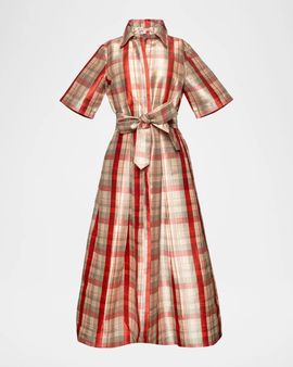 Frances Valentine Bella Plaid Belted Maxi Dress