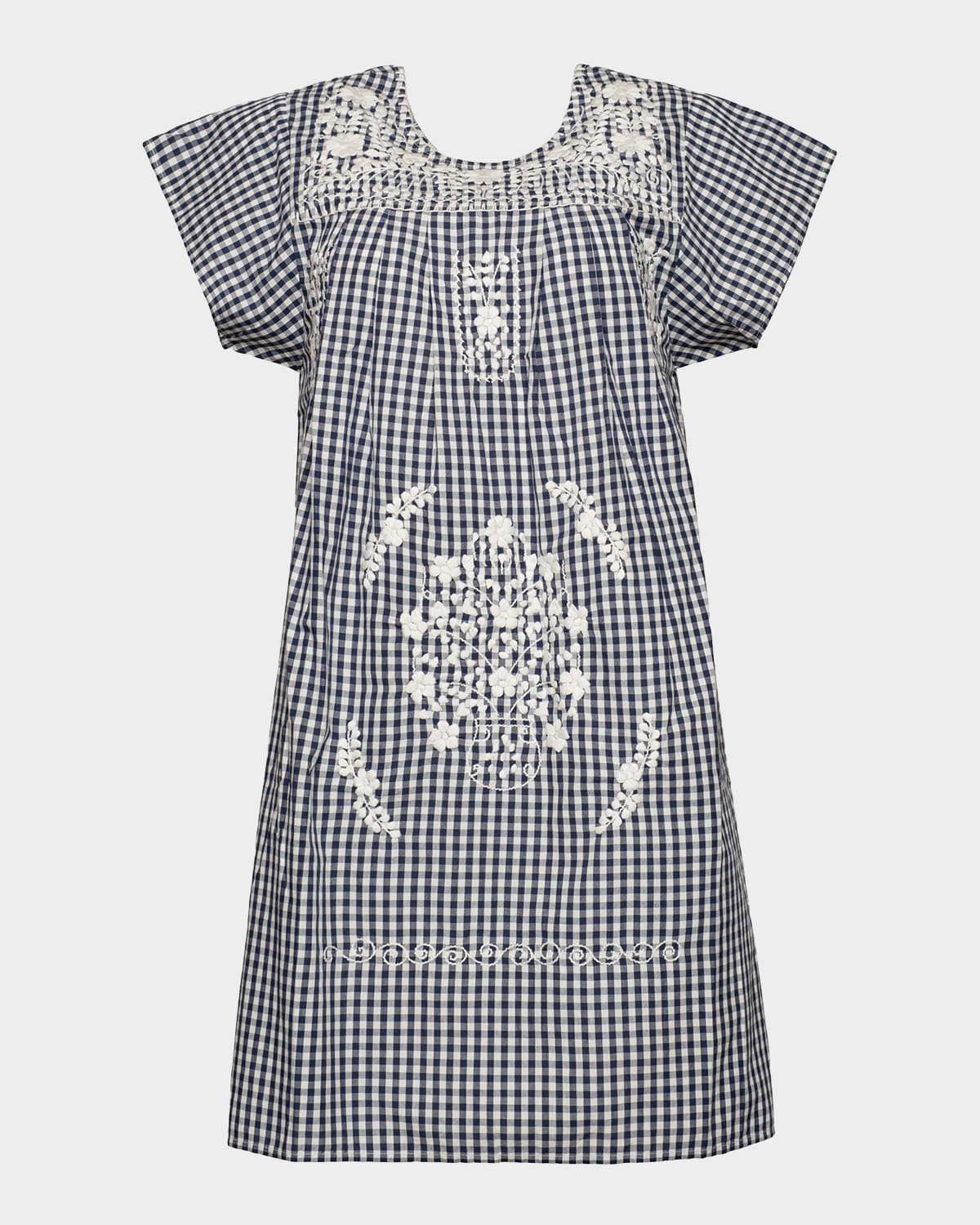 Frances Valentine Camila Embroidered Gingham Cotton Mini Dress