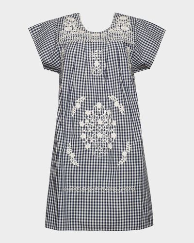 Frances Valentine Camila Embroidered Gingham Cotton Mini Dress