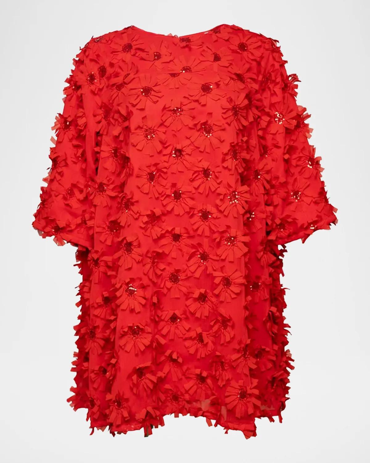 Frances Valentine Edie Daisy Appliqué Mini Dress
