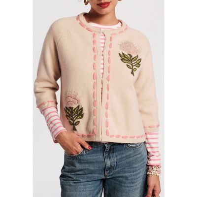 Frances Valentine Frances Valentine Border Flower Cardigan Heirloom Floral