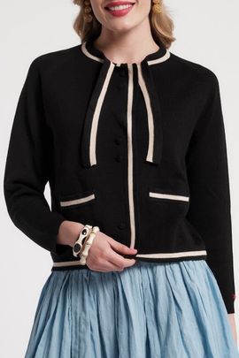Frances Valentine Frances Valentine Border Tie Neck Cardigan