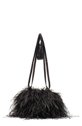 Frances Valentine Frances Valentine Pouf Faux Feather Satin Bag