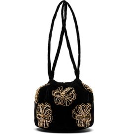 Frances Valentine Frances Valentine Pouf Floral Embroidered Velvet Pouch