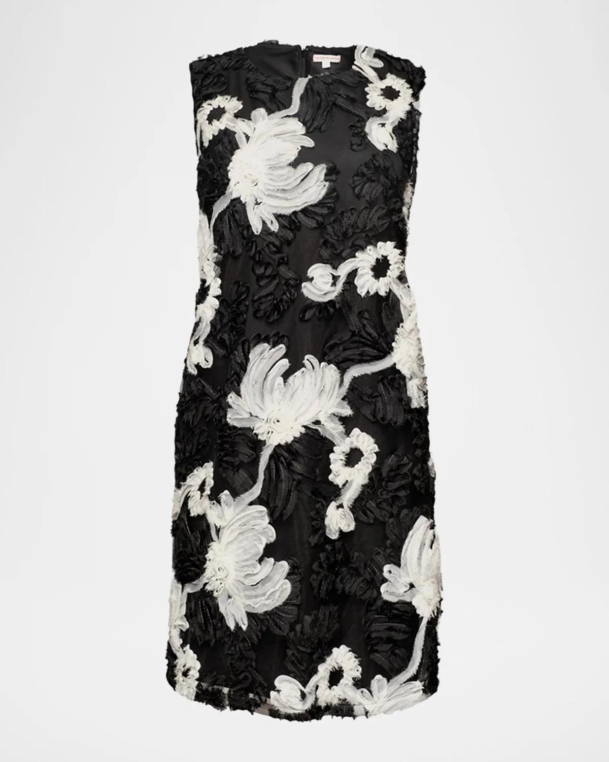 Frances Valentine Lily Floral-Embroidered Mini Shift Dress