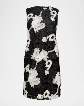 Frances Valentine Lily Floral-Embroidered Mini Shift Dress