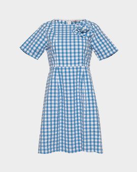 Frances Valentine Michelle Flower-Embellished Gingham Midi Dress