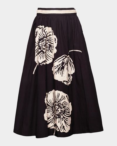 Frances Valentine Phoebe Floral-Print Cotton Poplin Midi Skirt