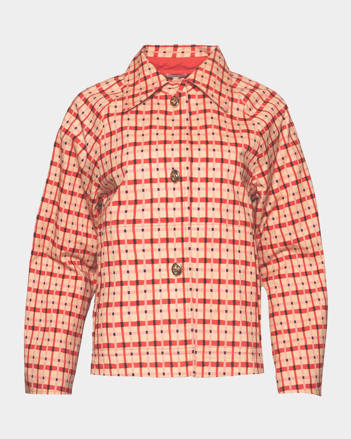 Frances Valentine Spiffy Check-Print Short Trench Coat