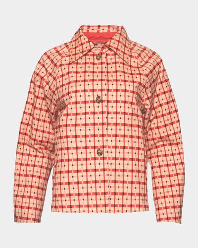 Frances Valentine Spiffy Check-Print Short Trench Coat