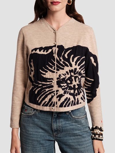 Frances Valentine Women's Darling Floral Merino Wool Cardigan