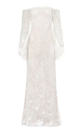 Francesca Miranda Francesca Miranda Lily Sheer Off The Shoulder Dress White