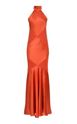 strapless open back dress I.H.F Round Neckline Scuba Gown with Draped Organza Sleeves main image 0
