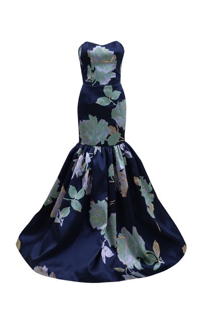 francesca miranda ades silk chiffon dress Elysium Floral Ruffled Silk gown