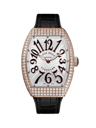 Franck Muller Women's Vanguard Rose Gold, Diamond, Alligator & Rubber Strap Watch