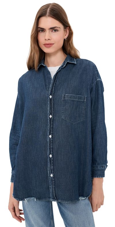 Frank & Eileen Frank & Eileen Oversized Denim Button Up Shirt Vintage Dark Indigo Wash