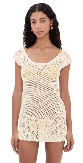 Frankies Bikinis Frankies Bikinis Moss Crochet Mini Dress Sand Dollar