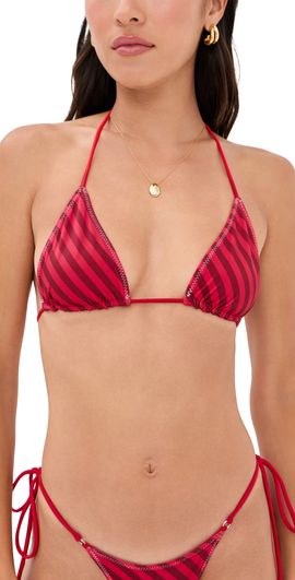 Frankies Bikinis Frankies Bikinis Nick Satin Bikini Top Spring Stripe