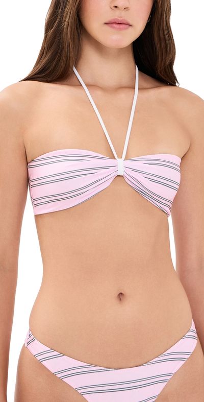 Frankies Bikinis Frankies Bikinis Rumi Satin Top Pink Stripe