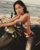 Frankies Bikinis Frankies Bikinis x Jennie Kim reversible print triangle bikini top in light brown - 1