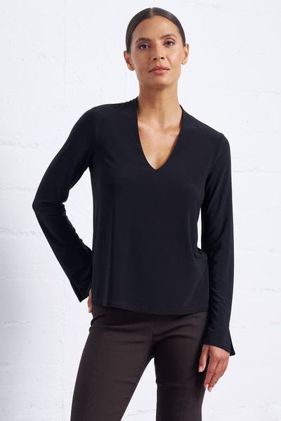 Franne Golde Franne Golde Luxe Stretch Long Sleeve V-Neck Top