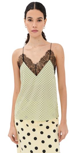 FRANÇOISE FRANÇOISE Layla Silk Top Lemon Polka Dot
