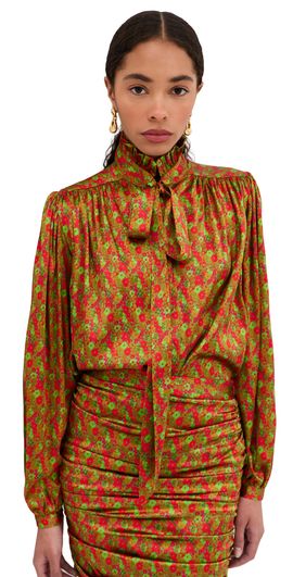 FRANÇOISE FRANÇOISE Maria Silk Blouse Floral Red