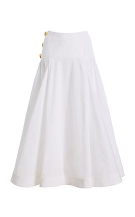 FRANÇOISE FRANÇOISE Tallulah Ruffled Cotton Midi Skirt