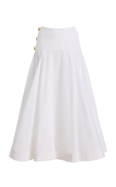 FRANÇOISE FRANÇOISE Tallulah Ruffled Cotton Midi Skirt