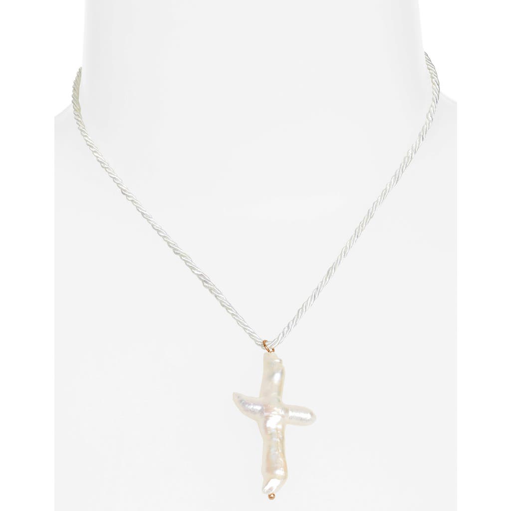 FRASIER STERLING FRASIER STERLING Florenzia Freshwater Pearl Cross Pendant Necklace