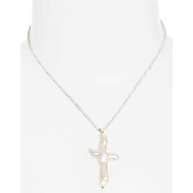 FRASIER STERLING FRASIER STERLING Florenzia Freshwater Pearl Cross Pendant Necklace