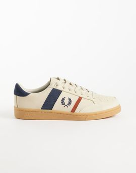 Fred Perry Fred Perry B725 suede stripe leather sneakers in oatmeal and blue-Multi