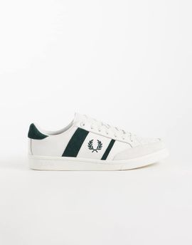 Fred Perry Fred Perry B725 suede stripe leather sneakers in white and navy-Multi