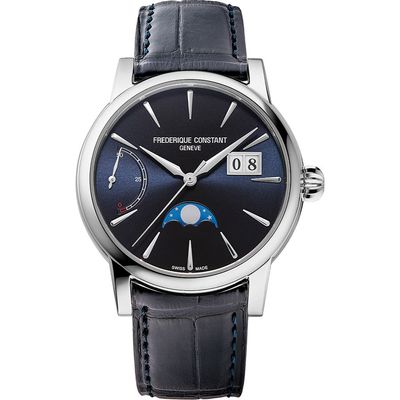 FREDERIQUE CONSTANT FREDERIQUE CONSTANT Classic Manufacture Blue Power Reserve Big Date Automatic Leather Strap Watch, 40mm