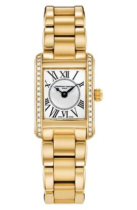 FREDERIQUE CONSTANT FREDERIQUE CONSTANT FC Classics Carrée Rectangular Diamond Bracelet Watch, 23mm x 21mm