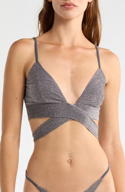 free-est by Free People free-est by Free People Sydney Metallic Tie Front Bikini Top