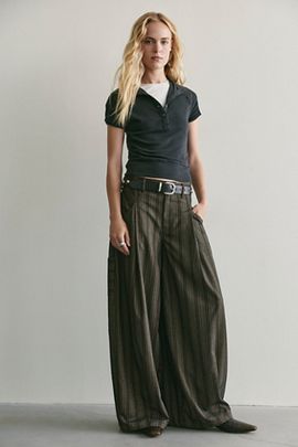 Free People About It Baggy Plaid Suit Trousers