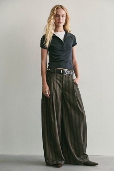 Free People About It Baggy Plaid Suit Trousers