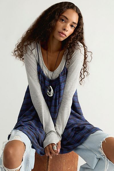 Free People Alisha Plaid Tunic