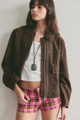 Free People Ana Plaid Micro Shorts