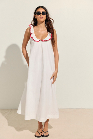 free people retro a line dress Magpie Vintage Upcycled Isabella Embroidered Linen Maxi Dress