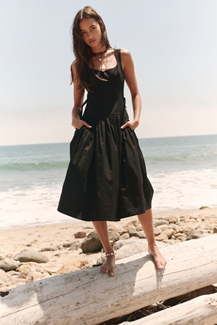 free people beach black dress Free People One Delia Slip Dress - Black