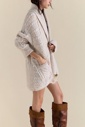 Free People Brioche Cable Knit Cardi
