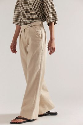 Free People Buckle Up Wide-Leg Trousers
