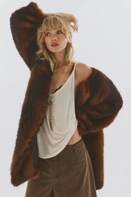 Free People Byron Mid-Length Faux Fur Coat