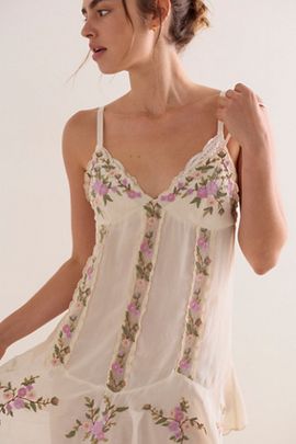 Free People Camila Coast Embroidered Mini Slip Dress
