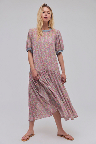 free people retro a line dress Magpie Vintage Upcycled Isabella Embroidered Linen Maxi Dress