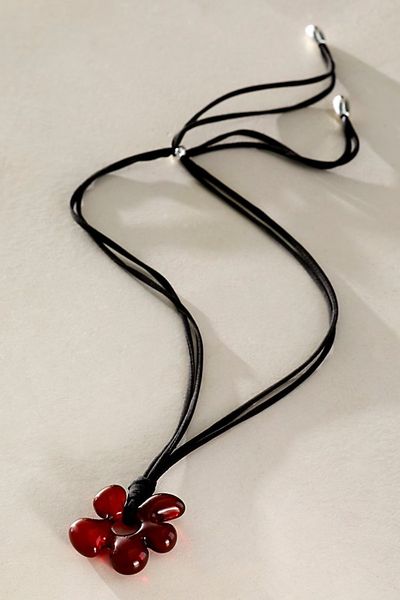 Free People Crimson Flower Resin Necklace
