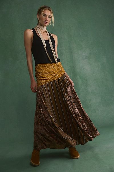 Free People Crossroads Printed Patch Maxi Skirt